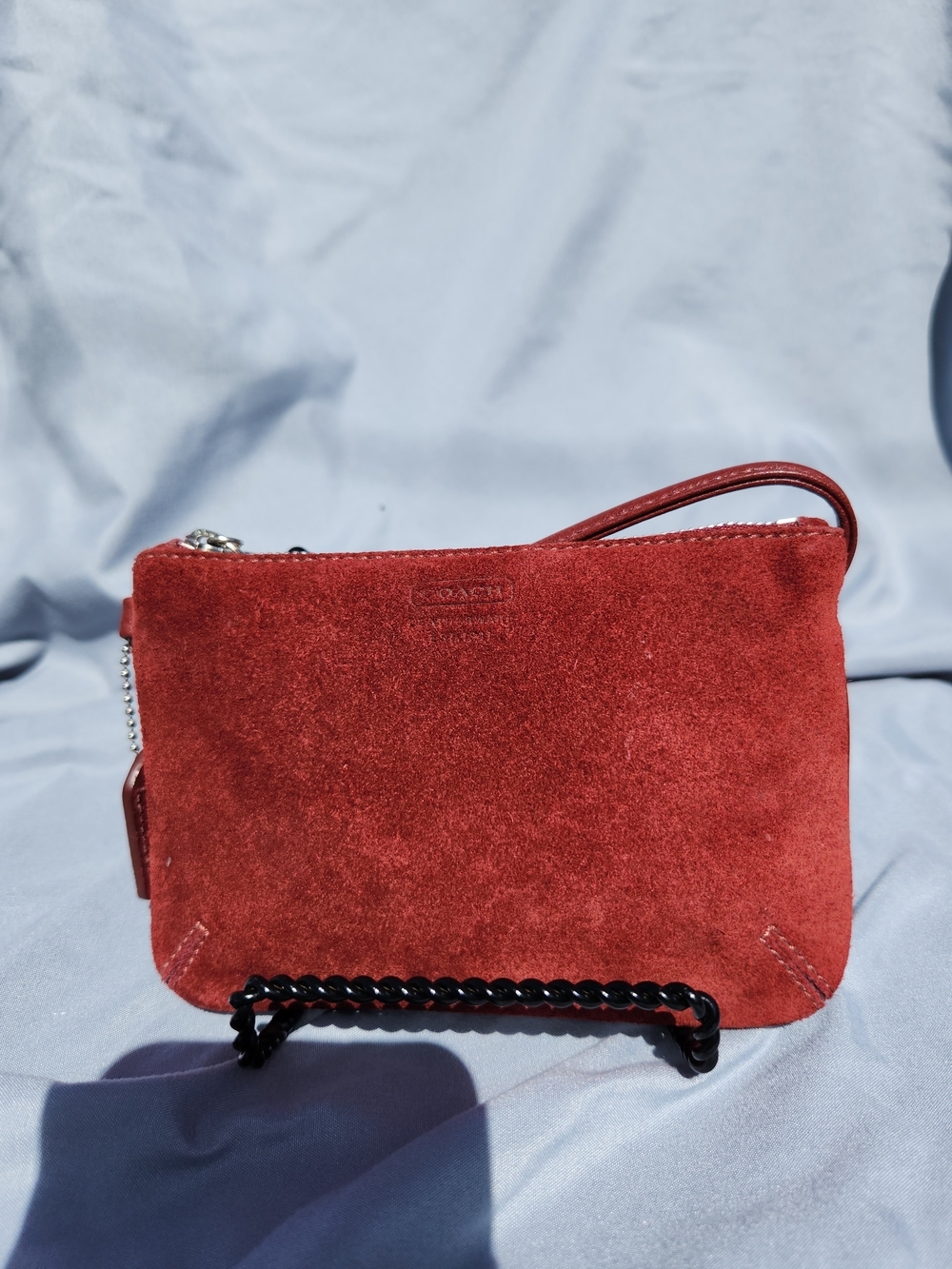 Coach Red Suede Wristlet Clutch